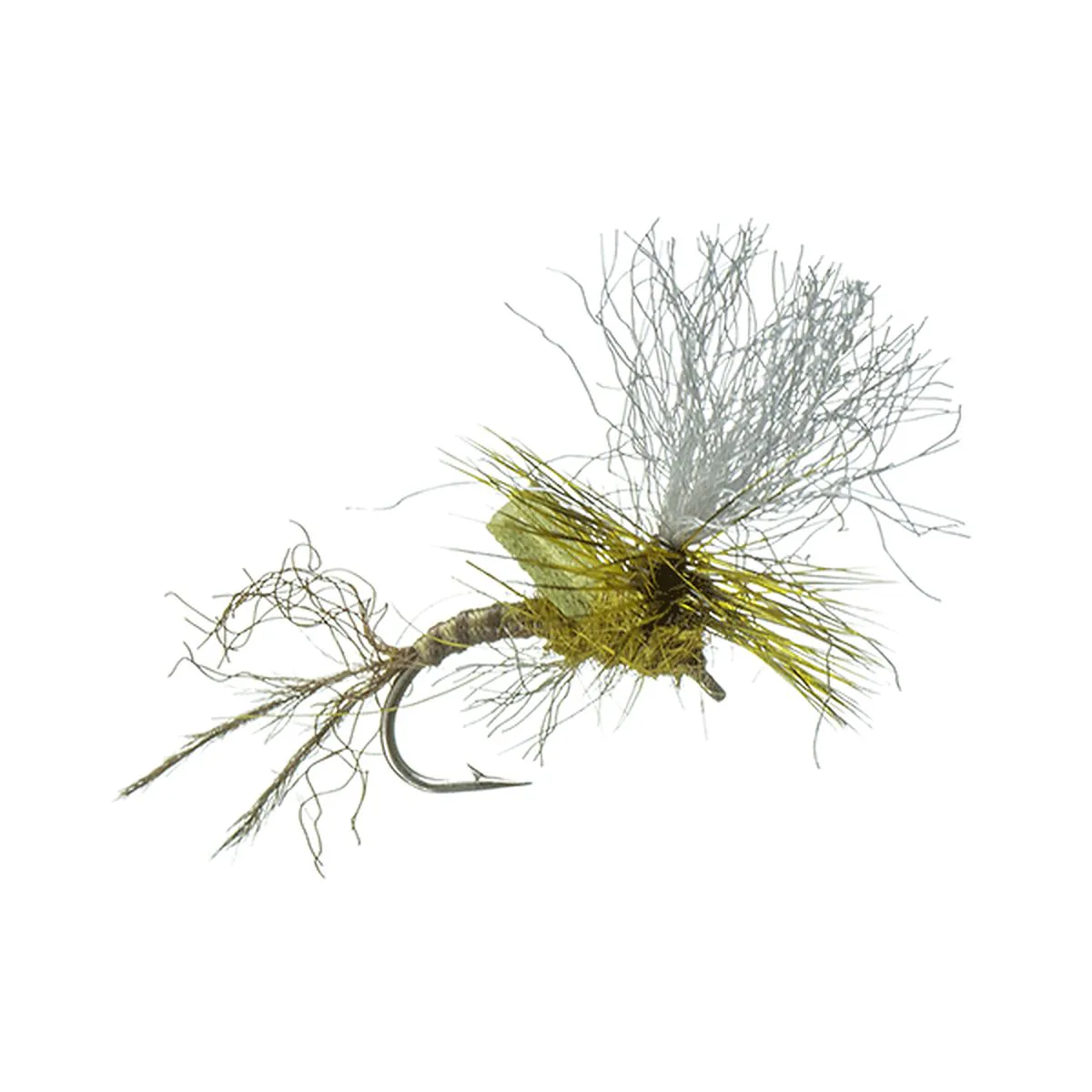 Fliegenfischerköder, Trockenfliege, Angelköder, Olivgrün, Haken